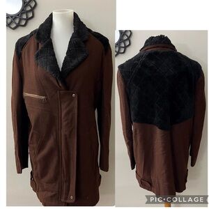 Brown and Black Women's Chore Style Coat Barn Jacket Boho Cottagecore